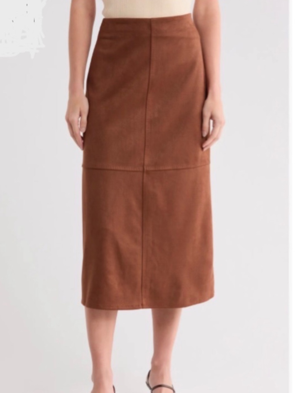 Max Studio Faux Suede A-Line Midi Skirt NWT